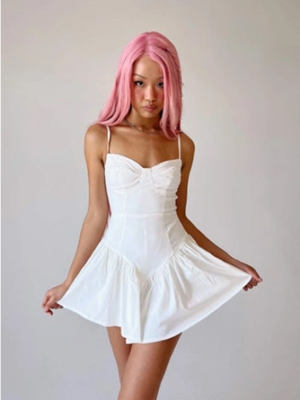 Princess Polly White Spaghetti Strap Mini Romper
